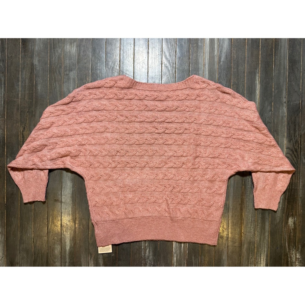 Bloomchic Women Pink Cable Knit Dolman Sleeve Pullover Sweater New